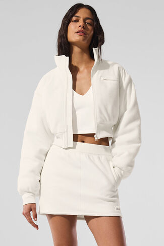 Alo Yoga Polar Fleece Cropped Wintry Mix Jacket - Ivory in Kuwait