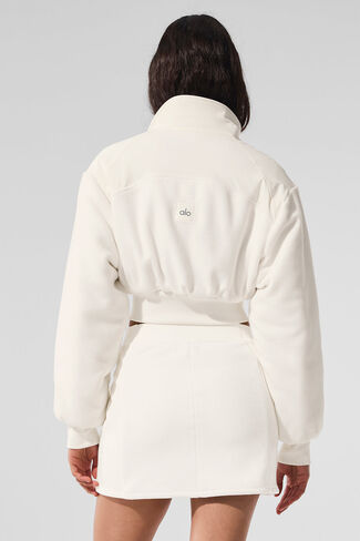 Alo Yoga Polar Fleece Cropped Wintry Mix Jacket - Ivory in Kuwait