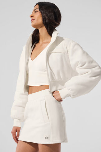 Alo Yoga Polar Fleece Cropped Wintry Mix Jacket - Ivory in Kuwait