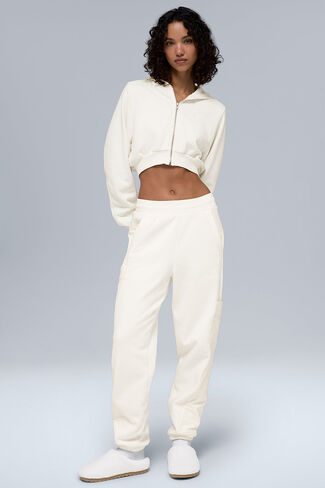 Alo Yoga Polar Fleece Wintry Mix Pant - Ivory in Saudi Arabia