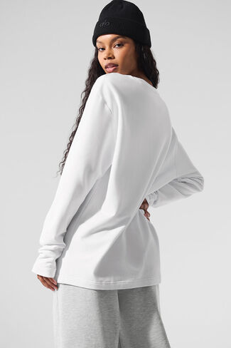 Alo Yoga Double Take Long Sleeve Crew - White in Saudi Arabia