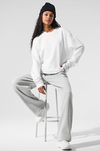 Alo Yoga Double Take Long Sleeve Crew - White in Saudi Arabia