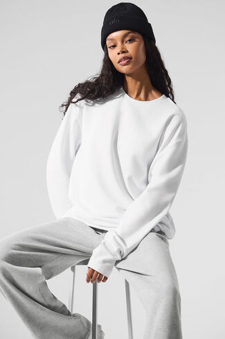 Alo Yoga Double Take Long Sleeve Crew - White in Saudi Arabia