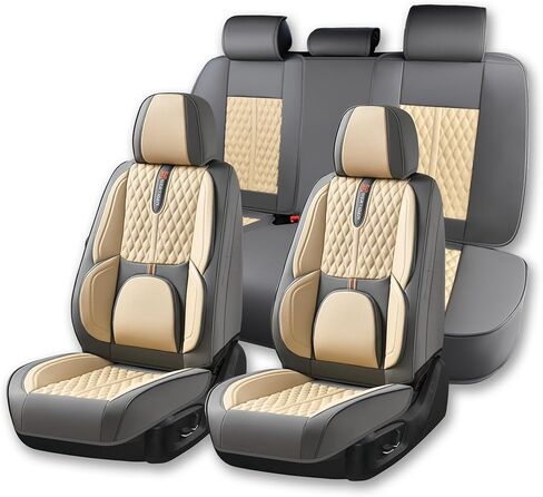 for Toyota Corolla 2000-2025 Car Seat Covers, Middle Gray Car Seat Covers, PU Leather, 5 Piece Full Set, with Lumbar Support, Waterproof, Beautify Interior in Saudi Arabia