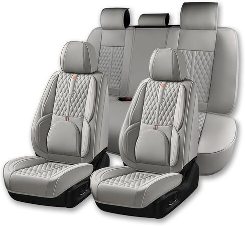 for Toyota Corolla 2000-2025 Car Seat Covers, Middle Gray Car Seat Covers, PU Leather, 5 Piece Full Set, with Lumbar Support, Waterproof, Beautify Interior in Saudi Arabia