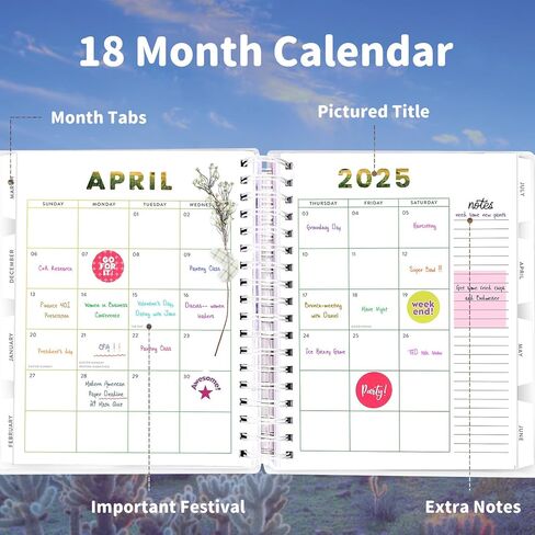 Planner 2025-2026 ، 18 شهرًا ، منظم المخطط الأسبوعي الأكاديمي اليومي الشهري ، يوليو. 2025 - ديسمبر 2026 ، 8.5 × 9.8 "جدول أعمال مع علامات تبويب الصفحة ، صفحة فاصل ، مجلد جيب ، إشارة مرجعية ، ملصقات ومذكرات لزجة in Saudi Arabia