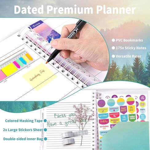Planner 2025-2026 ، 18 شهرًا ، منظم المخطط الأسبوعي الأكاديمي اليومي الشهري ، يوليو. 2025 - ديسمبر 2026 ، 8.5 × 9.8 "جدول أعمال مع علامات تبويب الصفحة ، صفحة فاصل ، مجلد جيب ، إشارة مرجعية ، ملصقات ومذكرات لزجة in Saudi Arabia