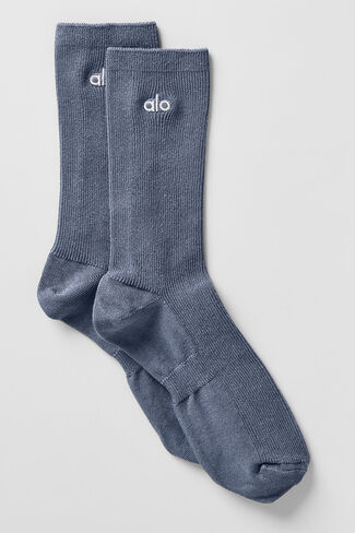 Alo Yoga Unisex Half-Crew Understated Sock - Bluestone in Saudi Arabia
