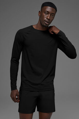 Alo Yoga Idol Crewneck Long Sleeve - Black in Saudi Arabia