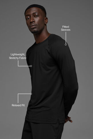 Alo Yoga Idol Crewneck Long Sleeve - Black in Saudi Arabia