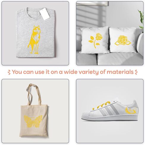 iVyne، لفافة فينيل نقل الحرارة HTV، حديد على صفائح الفينيل للكريكات، فينيل ضغط حراري للقمصان والقبعات والمشاريع الحرفية، 12 بوصة × 15 قدم، لفافة فينيل HTV بيضاء، أسود in Kuwait