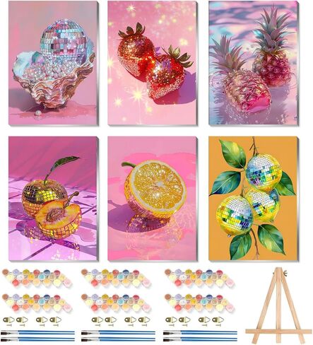 12 Pack Animals Paint by Numbers Att for البالغين ، الطلاء البالغ من أدوات الأرقام ، الطلاء المصغر بأرقام للمبتدئين للبالغين ، لوحة أكريليك صغيرة على القماش للبنات المنزلية 8x8 بوصة in Kuwait