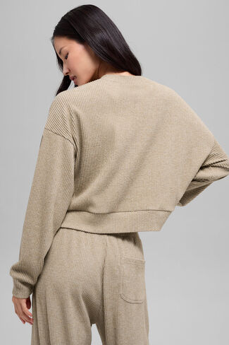 Alo Yoga Muse Crew Neck Pullover - Gravel Heather in Saudi Arabia