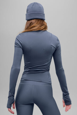 Alo Yoga Airlift Winter Warm Radiant Full-Zip Jacket - Bluestone in Saudi Arabia