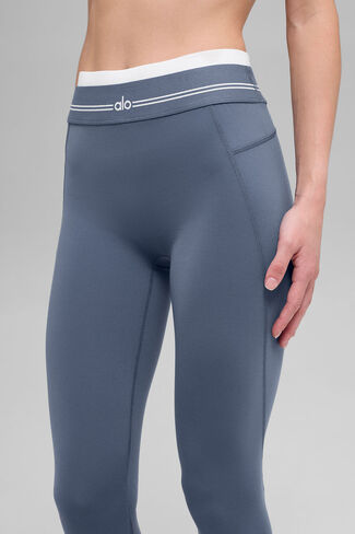 Alo Yoga Airbrush عالي الخصر 7/8 Better Together Leggings - أزرق/أبيض in Saudi Arabia