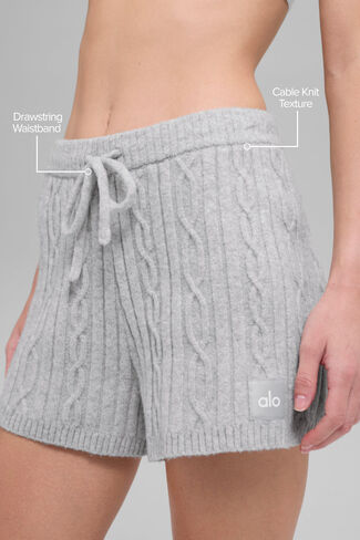 شورت Alo Yoga Knit Winter Bliss - رمادي رياضي منقط in Kuwait