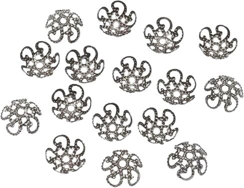 100pcs filigree اللامع عتيقة ، 8 ملم زهرة الفضة حبة القبعات أغطية حبة معدنية لصنع المجوهر in Kuwait