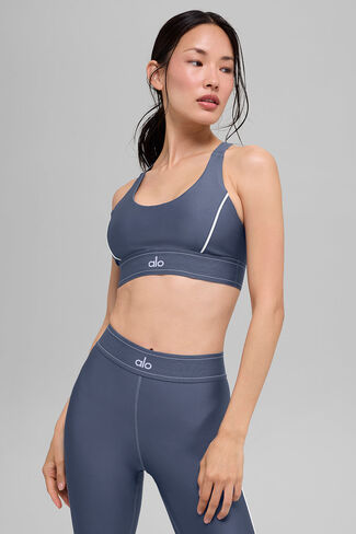 حمالة صدر Alo Yoga Airlift Up - أزرق/أبيض in Kuwait