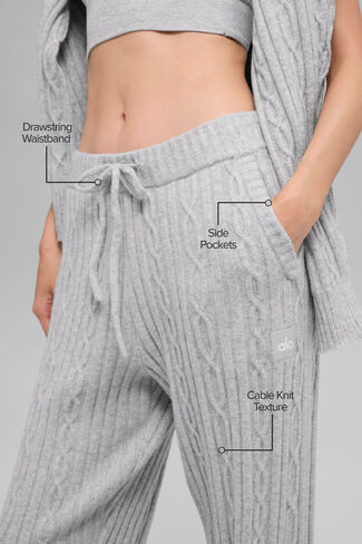 Alo Yoga Cable Knit Winter Bliss Pant - Athletic Heather Grey in Saudi Arabia