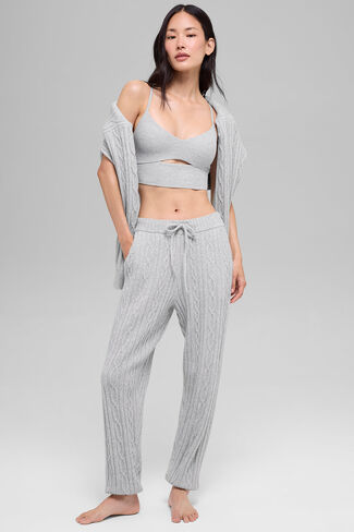 Alo Yoga Cable Knit Winter Bliss Pant - Athletic Heather Grey in Saudi Arabia