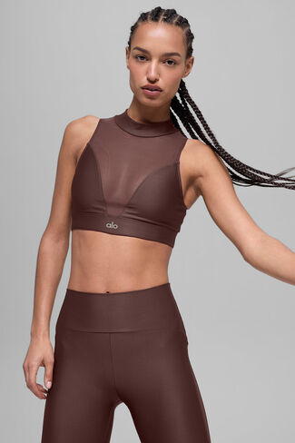 حمالة صدر Alo Yoga Airlift Mesh Infatuation - بني حجري in Kuwait