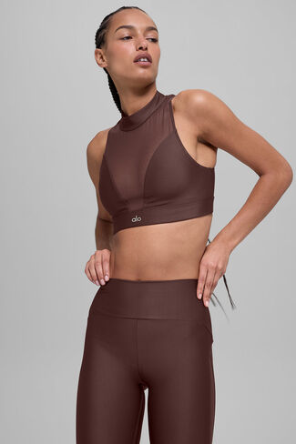 حمالة صدر Alo Yoga Airlift Mesh Infatuation - بني حجري in Kuwait