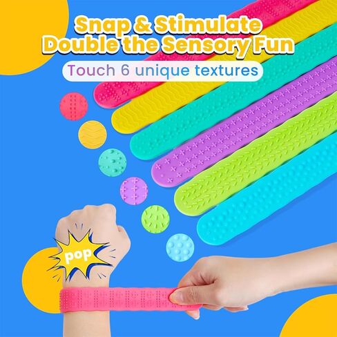 Fidget Toys Slap Bracelets for Kids Adults, 6 Pack Textured Silicone Autism Sensory Toys for ADHD Special Needs, Anxiety Stress Relief Items for Adults Office Desk, Travel Classroom Rewards Must Haves in Saudi Arabia