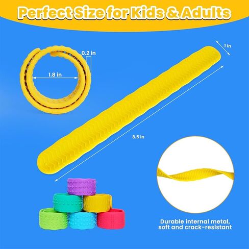 Fidget Toys Slap Bracelets for Kids Adults, 6 Pack Textured Silicone Autism Sensory Toys for ADHD Special Needs, Anxiety Stress Relief Items for Adults Office Desk, Travel Classroom Rewards Must Haves in Saudi Arabia