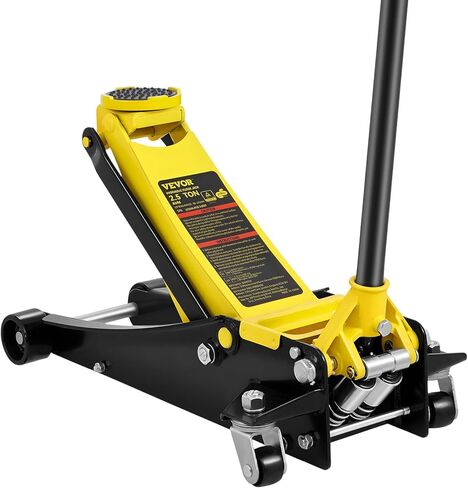 VEVOR Low Profile Floor Jack 2 Ton (4400 lbs), Heavy Duty Iron Hydraulic Racing Floor Jack, Hydraulic Car Jack, Dual Piston Quick Lift Pump, 3"-18.5" Height Lifting Range (Yellow) in Kuwait