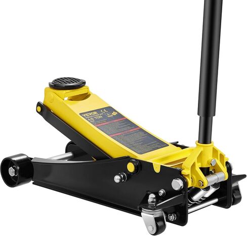 VEVOR Low Profile Floor Jack 2 Ton (4400 lbs), Heavy Duty Iron Hydraulic Racing Floor Jack, Hydraulic Car Jack, Dual Piston Quick Lift Pump, 3"-18.5" Height Lifting Range (Yellow) in Kuwait