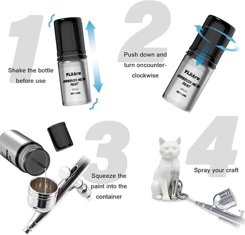 Chrome Airbrush Paint - 5 Colors, Ready-to-Use Alcohol-Based Metallic Airbrush Paint Set for Metal, Plastic Model, DIY Crafts, and Resin Projects - 5 x 30ml Bottles in Saudi Arabia