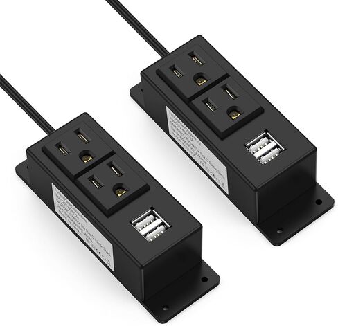 Kungfuking قطاع الطاقة مع USB، مقبس الحائط قابل للتركيب على الحائط حامي التيار الكهربائي مع 2 منافذ تيار متردد و2 منافذ شحن USB سلك تمديد أبيض 6.56 قدم، قابس مسطح in Kuwait