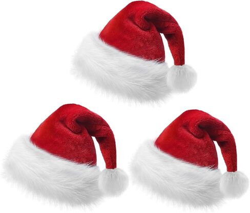 Santa Hat, Christmas Hats Holiday for Adults Unisex Velvet Comfort Extra Thicken Fur Xmas Hat for New Year Festive Party Decorations in Saudi Arabia