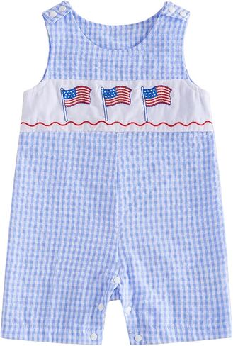 Yoawdats Newborn Baby Boy Girl Clothes Stripes Sleeveless Duck Embroidery Overall Romper Cute Infant Summer Spring Outfit in Saudi Arabia