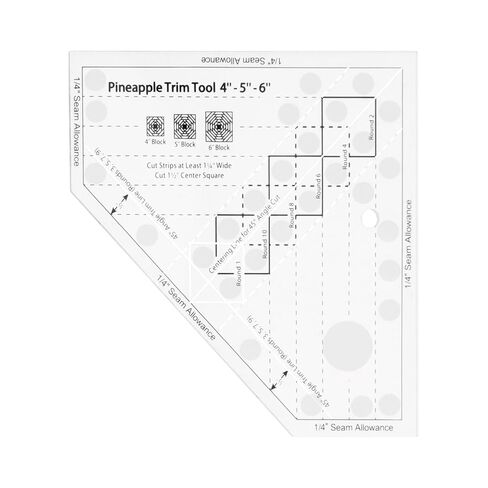 Pineapple Trim Tool Grids Quilt Ruler, Non-Slip Grip Acrylic Quilting, Sewing, Crafting, Patchwork Ruler & Template (Clear, 10-1/2in x 10-1/2in) in Saudi Arabia