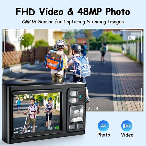 كاميرا JDZ الرقمية، كاميرا 4K Ultra HD Point and Shoot مع تكبير 16X، مضادة للاهتزاز، كاميرا تسجيل فيديو محمولة مع بطاقة SD سعة 32 جيجابايت للمراهقات والأولاد والبنات، وردي in Saudi Arabia