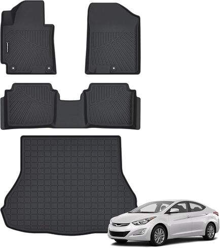سجادات أرضية لسيارة Hyundai Elantra 2011-2016، بطانات أرضية TPE مناسبة لجميع الأحوال الجوية، تناسب سيارة Elantra 2011-2016 الصف الأول والثاني، مجموعة كاملة مضادة للانزلاق (غير مناسبة لنماذج GT أو Touring) in Kuwait