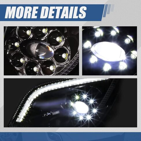 مصابيح LED ثلاثية الأبعاد LED كاملة من Auto Dynasty جهاز عرض DRL للمصد الأمامي للقيادة مصابيح الضباب المتوافقة مع Freightliner Cascadia 2018-2024، جانب السائق والراكب، غطاء أسود in Kuwait