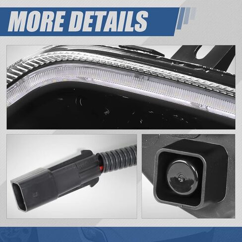 مصابيح LED ثلاثية الأبعاد LED كاملة من Auto Dynasty جهاز عرض DRL للمصد الأمامي للقيادة مصابيح الضباب المتوافقة مع Freightliner Cascadia 2018-2024، جانب السائق والراكب، غطاء أسود in Kuwait