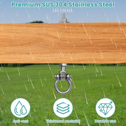 Swing Set Hardware Heavy Duty Hook with Silent Bearings - Set of 2 Stainless Steel 304 Products for Sood and Metal Beams, Ideal for Hanging Hammocks, Yoga Swings, Porches in Saudi Arabia
