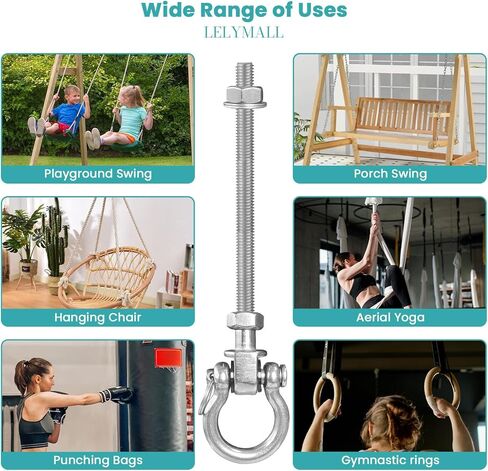 Swing Set Hardware Heavy Duty Hook with Silent Bearings - Set of 2 Stainless Steel 304 Products for Sood and Metal Beams, Ideal for Hanging Hammocks, Yoga Swings, Porches in Saudi Arabia