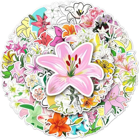55Pcs Vintage Watercolor Floral Stickers,PET Transparent Flowers Sticker Waterproof Decorative Decals for Journaling, Decoupage, Planners, laptops, Phone Case, Gift & Card Making(Colourful-5) in Kuwait
