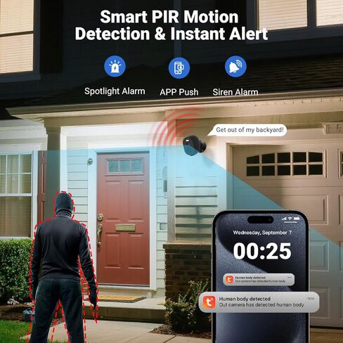 Rraycom 5G/2.4Ghz WiFi Security Cameras Wireless Outdoor, 2K Battery Powered Cameras for Home Security with AI Motion Detection,Spotlight,Color Night Vision,2-Way Audio,Waterproof,Work w Alexa in Saudi Arabia