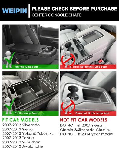 For Center Console Organizer Tray ABS Materials Compatible with 2007-2014 Full Console w/Bucket Seats Chevrolet Avalanche&Tahoe&Silverado 1500 2500HD 3500HD&Suburban/Sierra 1500 2500HD 3500HD&Yukon in Saudi Arabia