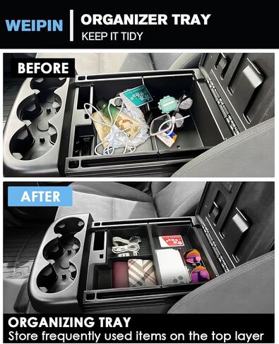 For Center Console Organizer Tray ABS Materials Compatible with 2007-2014 Full Console w/Bucket Seats Chevrolet Avalanche&Tahoe&Silverado 1500 2500HD 3500HD&Suburban/Sierra 1500 2500HD 3500HD&Yukon in Saudi Arabia