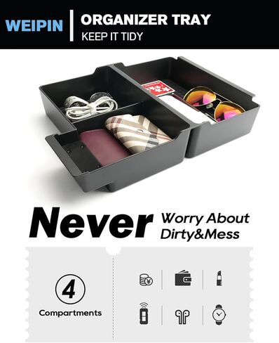 For Center Console Organizer Tray ABS Materials Compatible with 2007-2014 Full Console w/Bucket Seats Chevrolet Avalanche&Tahoe&Silverado 1500 2500HD 3500HD&Suburban/Sierra 1500 2500HD 3500HD&Yukon in Saudi Arabia