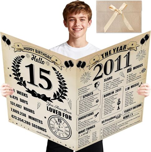 Large 16th Birthday Cards for Boys Girls, Vintage 2010 Happy 16th Birthday Greeting Card with Envelope Jumbo Sixteen Guest Book Hello 16 Decorations Gifts Party Supplies in Saudi Arabia