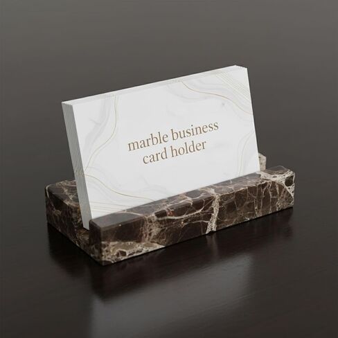 Marble Business Card Holder for Desk, Brown Card Display Stand, 25 Cards Capacity in Saudi Arabia