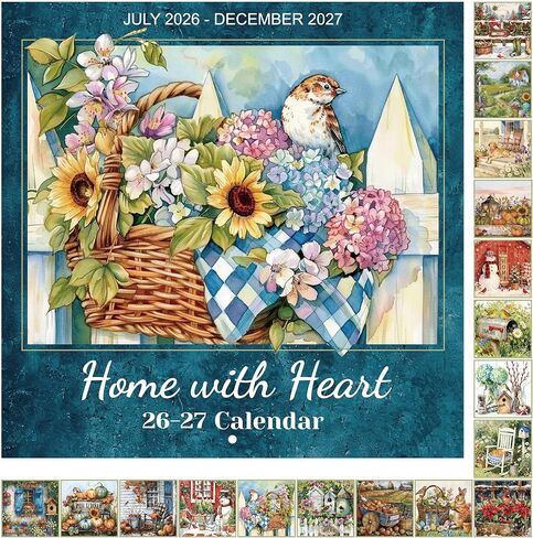 2026 Calendar - 2026 Wall Calendar, Jan. 2026 - Dec. 2026, 12" x 24" (Open), Home with Heart Calendar, 12-Month Calendar with Stapled Binding in Saudi Arabia