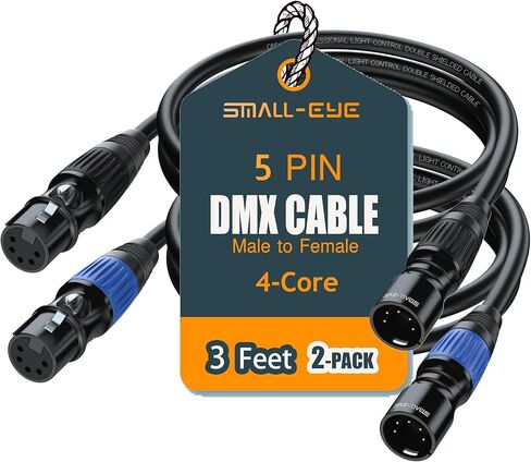 SMALL-EYE 5 Pin DMX Cable 3 ft 4 Pack – 4-Core Male to Female Stage Lighting DMX512 Cable (3') in Saudi Arabia